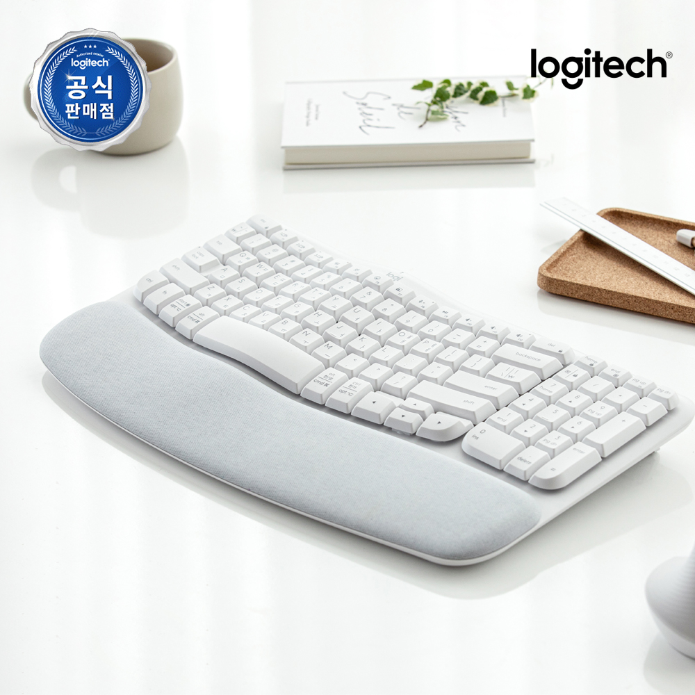 로지텍코리아 WAVE KEYS 인체공학 무선 블루투스 키보드 오프화이트, 플런저