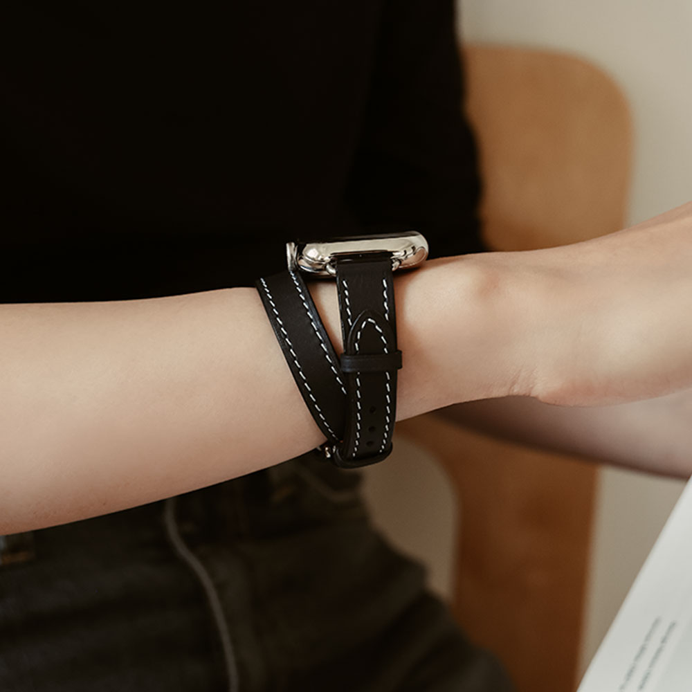 모이브 애플워치 11 10 9 8 6 SE 3 2 호환 가죽 슬림 스트랩 더블 투어 두줄