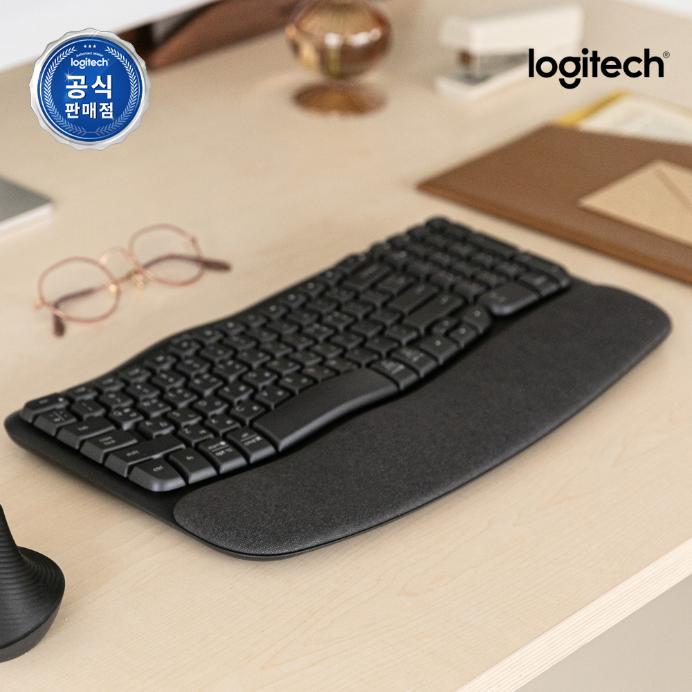 로지텍코리아 WAVE KEYS 인체공학 무선 블루투스 키보드 그래파이트, 플런저