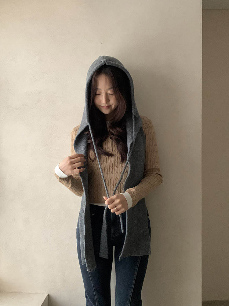 [무배] 셀프러브 2-way 바라클라바 머플러 - 여성 넥워머 후드모자 후드숄 뜨개목도리