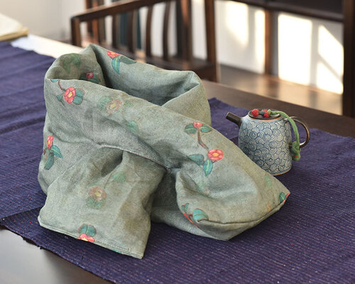 하마마스 린넨 누빔 매듭 머플러