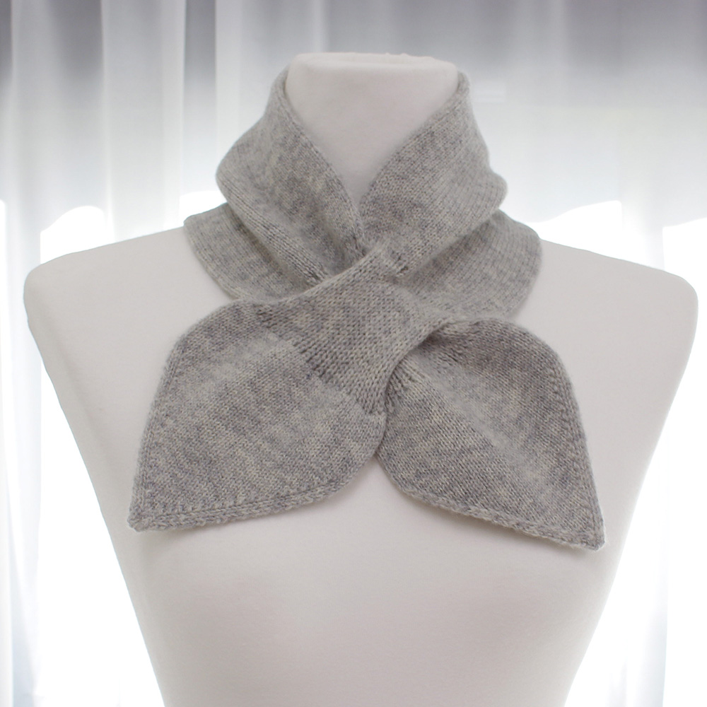 캐시미어 숏 머플러 리본목도리 양모 100% 쁘띠 아이보리