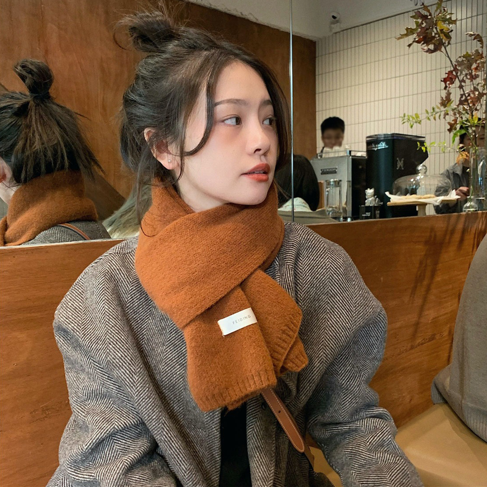 숏 쁘띠 무지 머플러 니트 목도리 남자 여자 커플