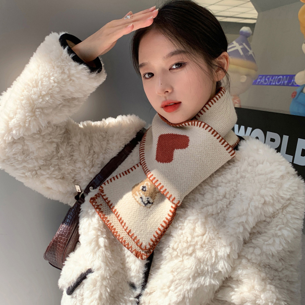 쁘띠 머플러 여자 울 목도리 미니 숏 니트 머플러