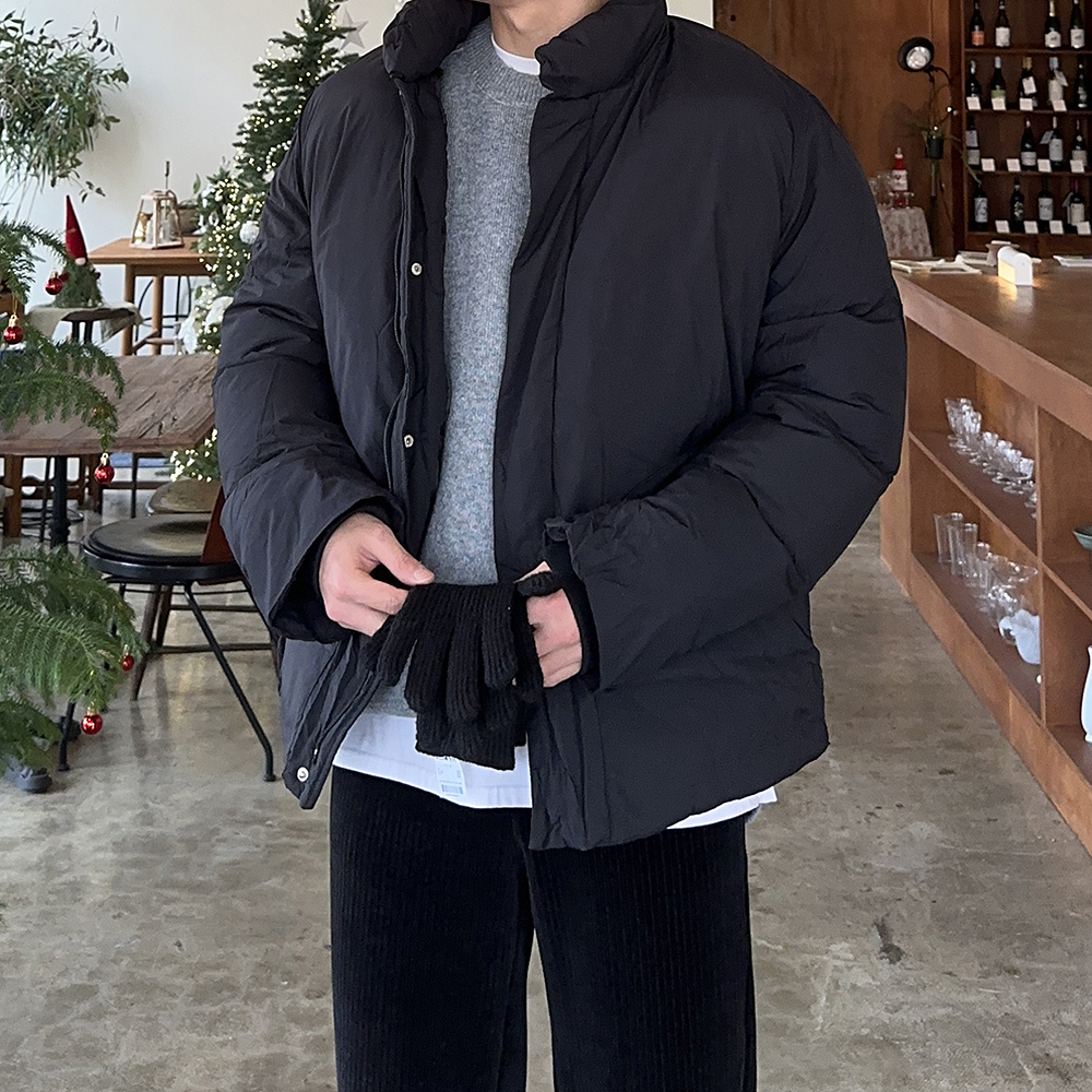 남자숏패딩 오버핏 하이넥 웰론 겨울 점퍼 남자 패딩