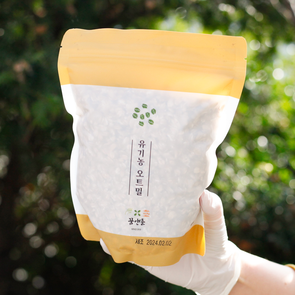 국산 오트밀 유기농 통 귀리 압착 무설탕 납작 400g