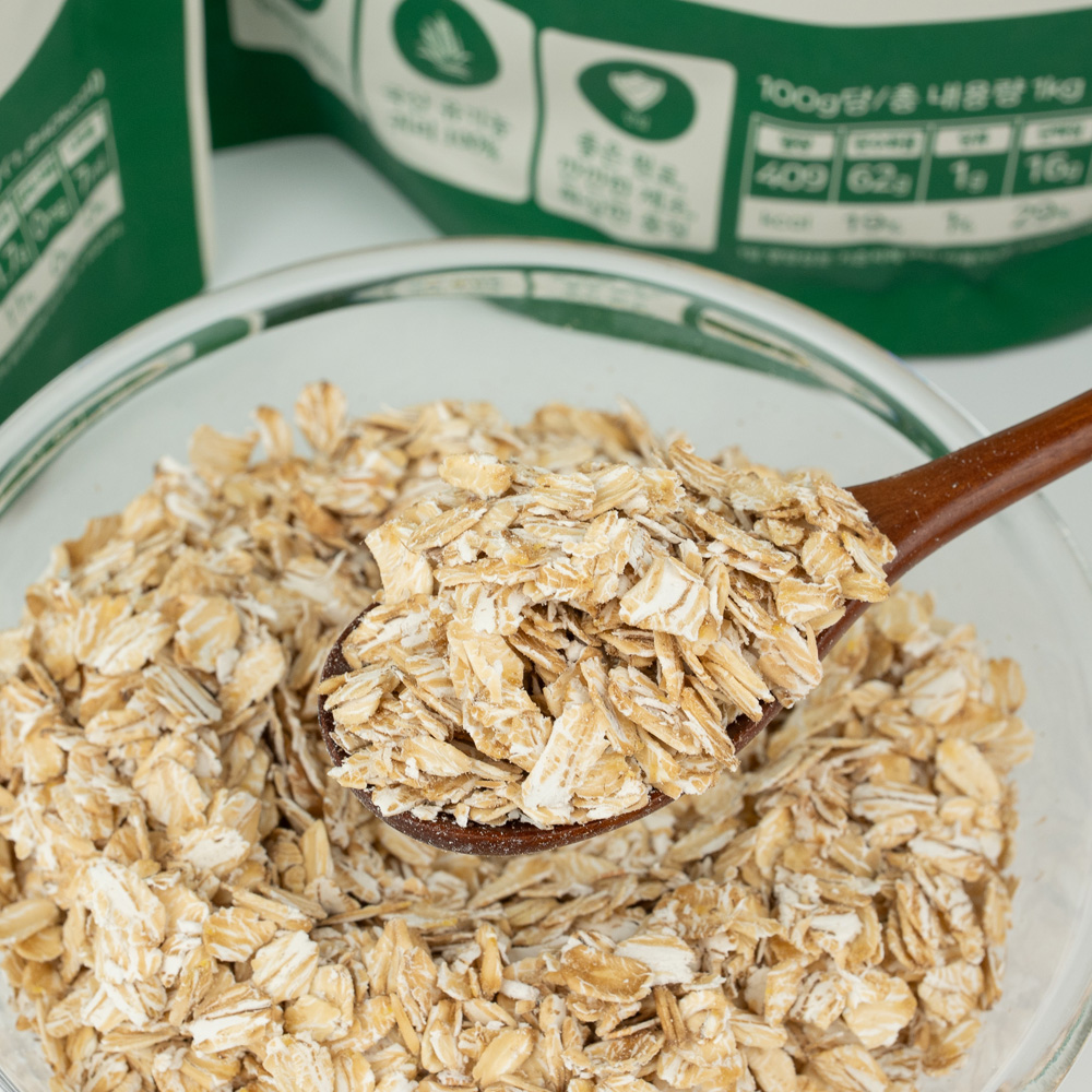 국산 유기농 포리지 오트밀 400g 롤드 퀵 오트 압착 귀리 아기 이유식 오버나이트 오나오