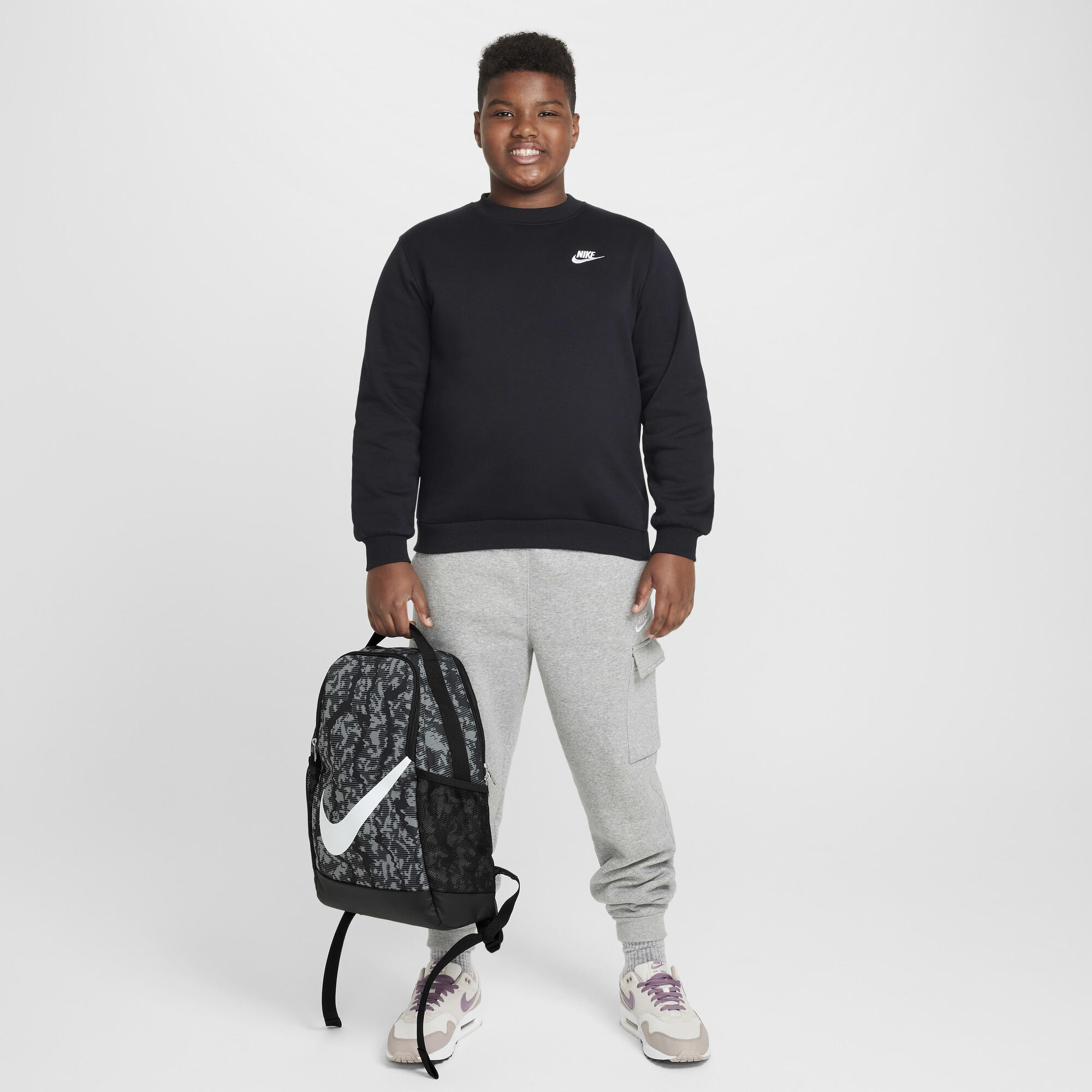 [국내매장판] 나이키 키즈 백팩 가벼운 책가방 초등학생 어린이 학원 보조 소풍 가방 브라질리아(블랙그래픽)