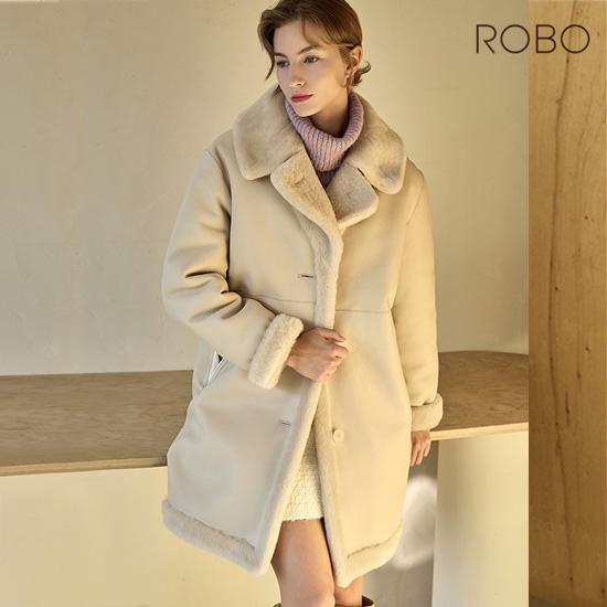 [로보] 스페인 리버시블 싱글버튼 카라 하프 무스탕 코트 CSC24D190