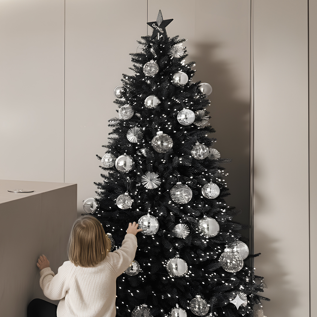 코지바이브 블랙트리 대형 크리스마스 트리 150 지네 전구 쿨 세트
