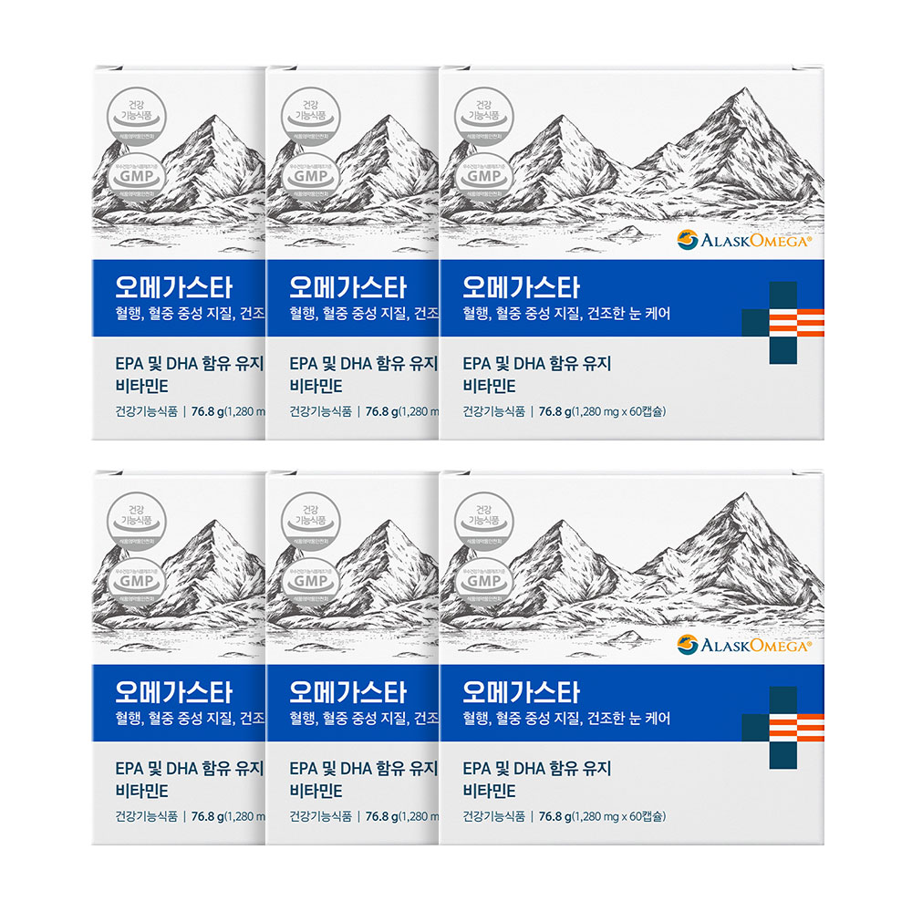 [2개월분] 오메가스타 알래스카 오메가3 rTG 비린내없는 장용성캡슐 60캡슐, 1개