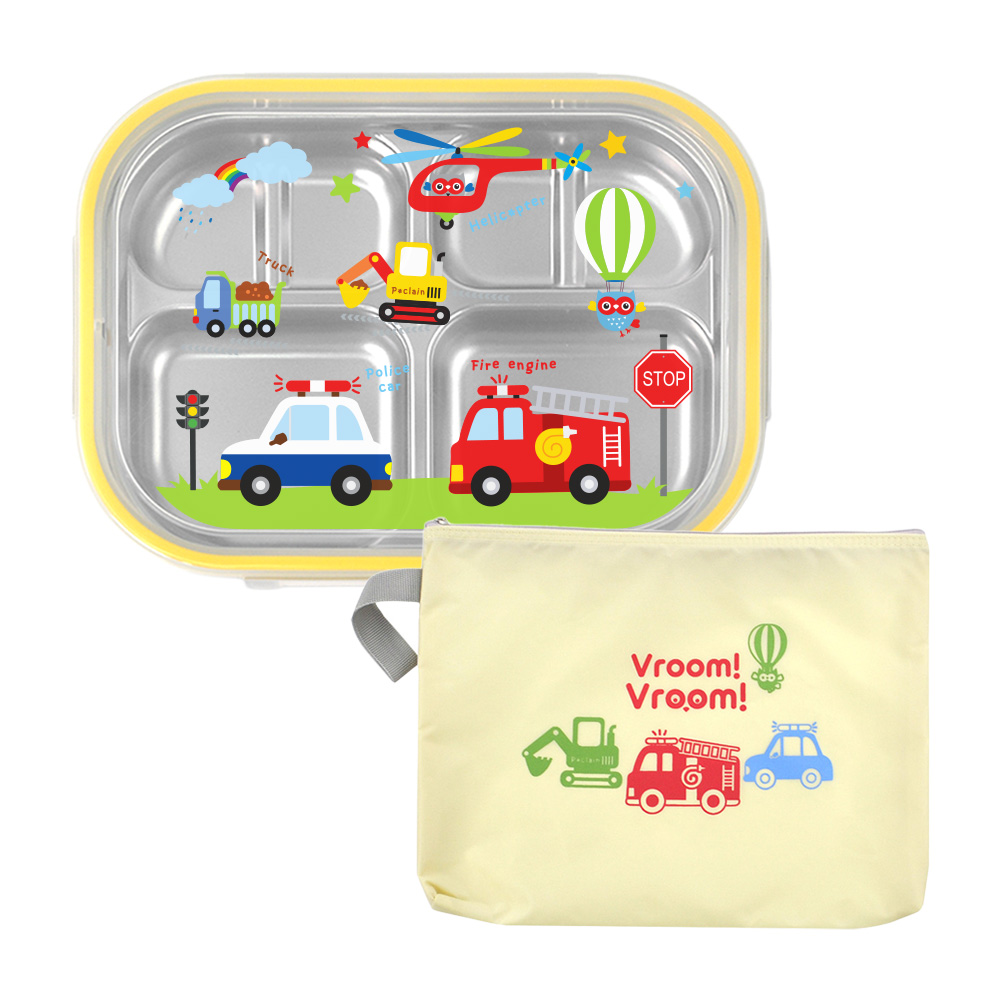 키친유 부릉부릉 어린이집 유아 스텐식판 4찬 도시락가방 세트 유아도시락 유치원 준비물