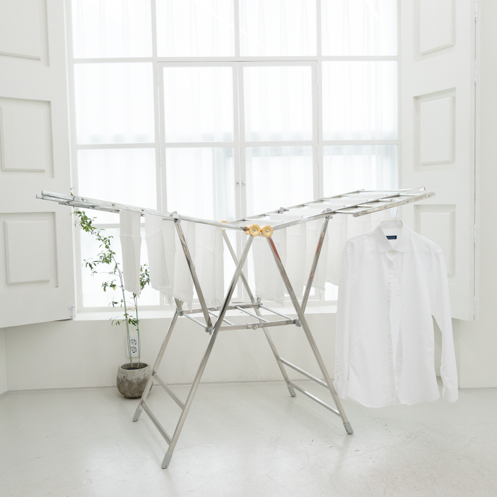 [단독] 아텍스 특허 바퀴달린 튼튼한 Y 스텐 빨래건조대 +건조망 확장 이불건조대