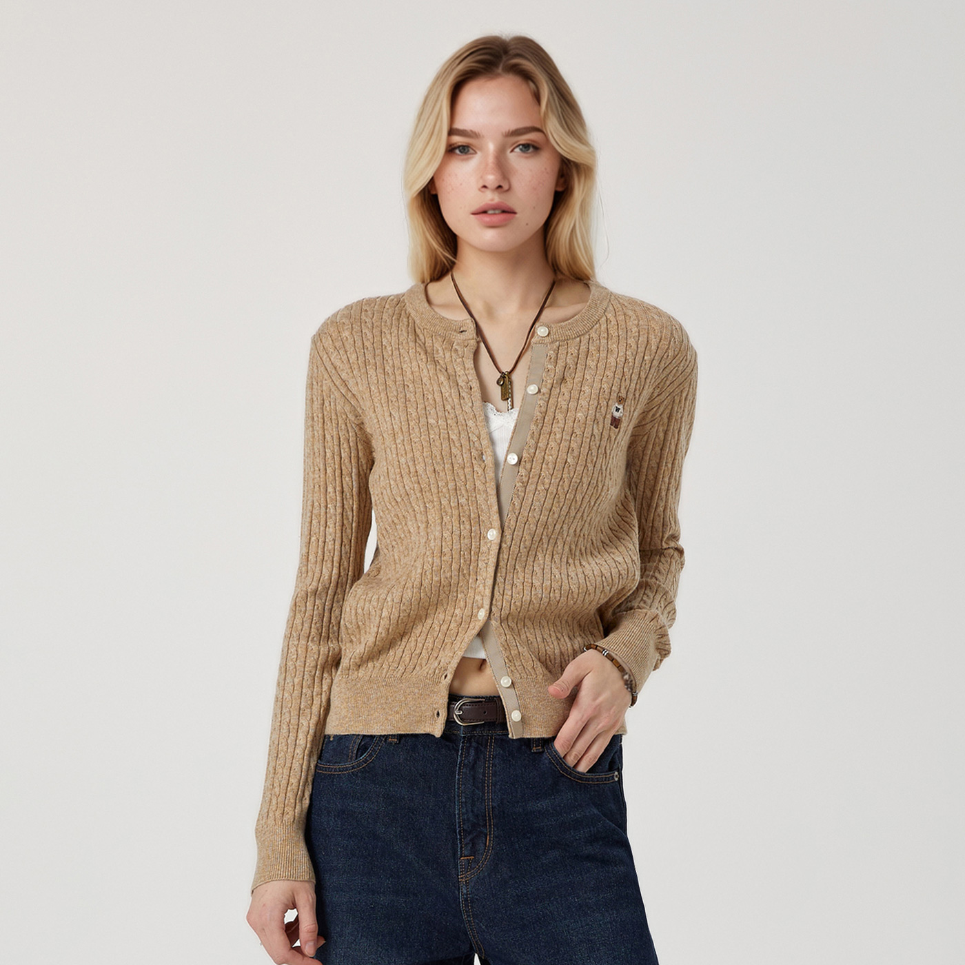 [후아유] 스티브 하이게이지 울 케이블 가디건(여성) / WHCKG1215F