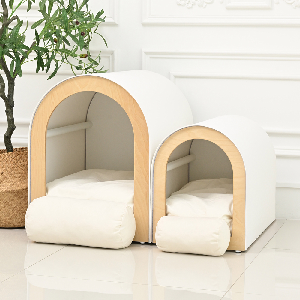 펫코본 강아지집 원목 고양이 숨숨집 애견방석 강아지하우스 베개 방석 세트