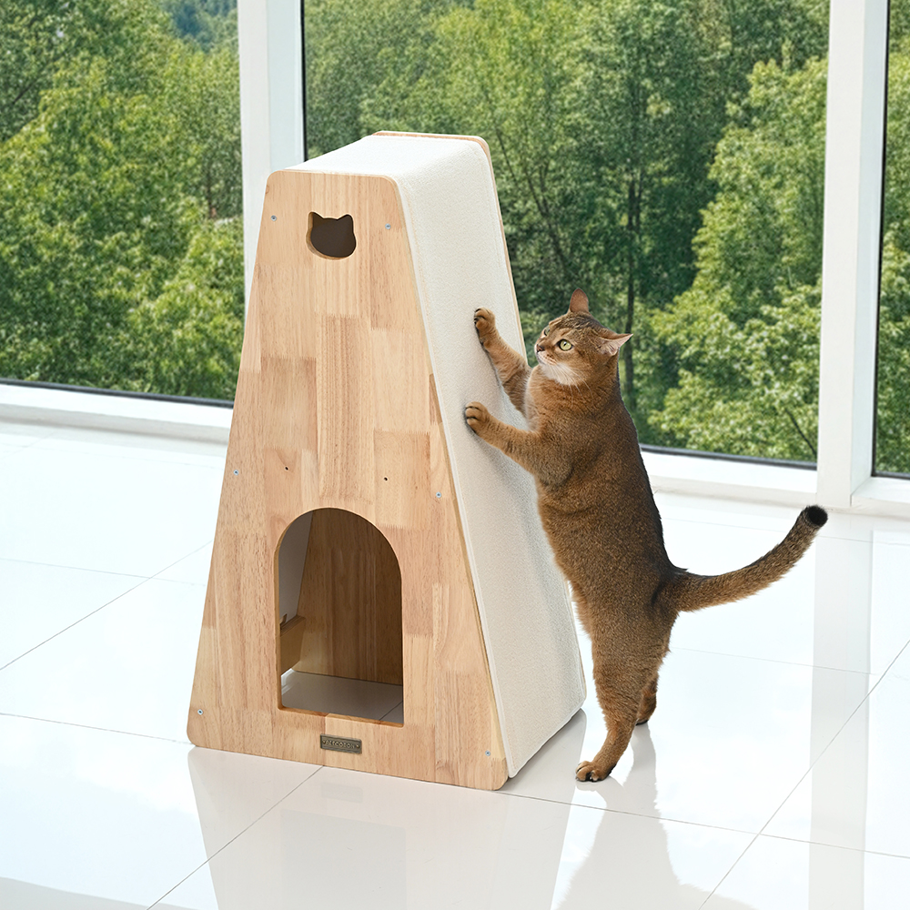펫코본 고양이 스크래쳐 숨숨집 원목 수직 창문 캣타워 S