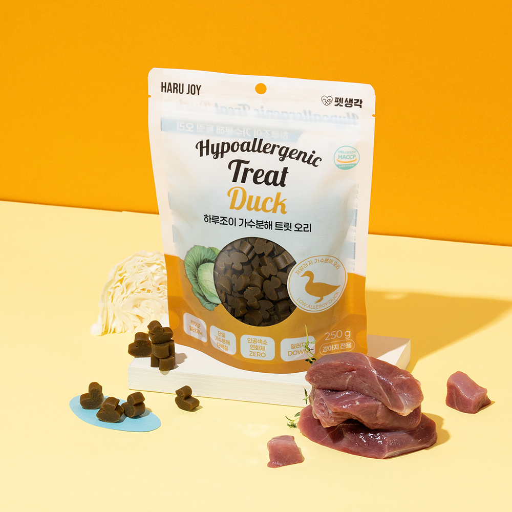 펫생각 가수분해 강아지 간식 미니트릿 알러지 노즈워크 다이어트 훈련 오리, 250g, 1개