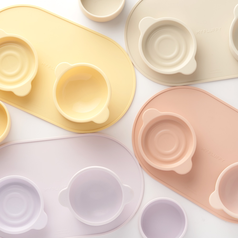 마이플러피 강아지밥그릇 고양이물그릇 실리콘 높이조절 식기 착착시리즈 보울세트 1단 2개