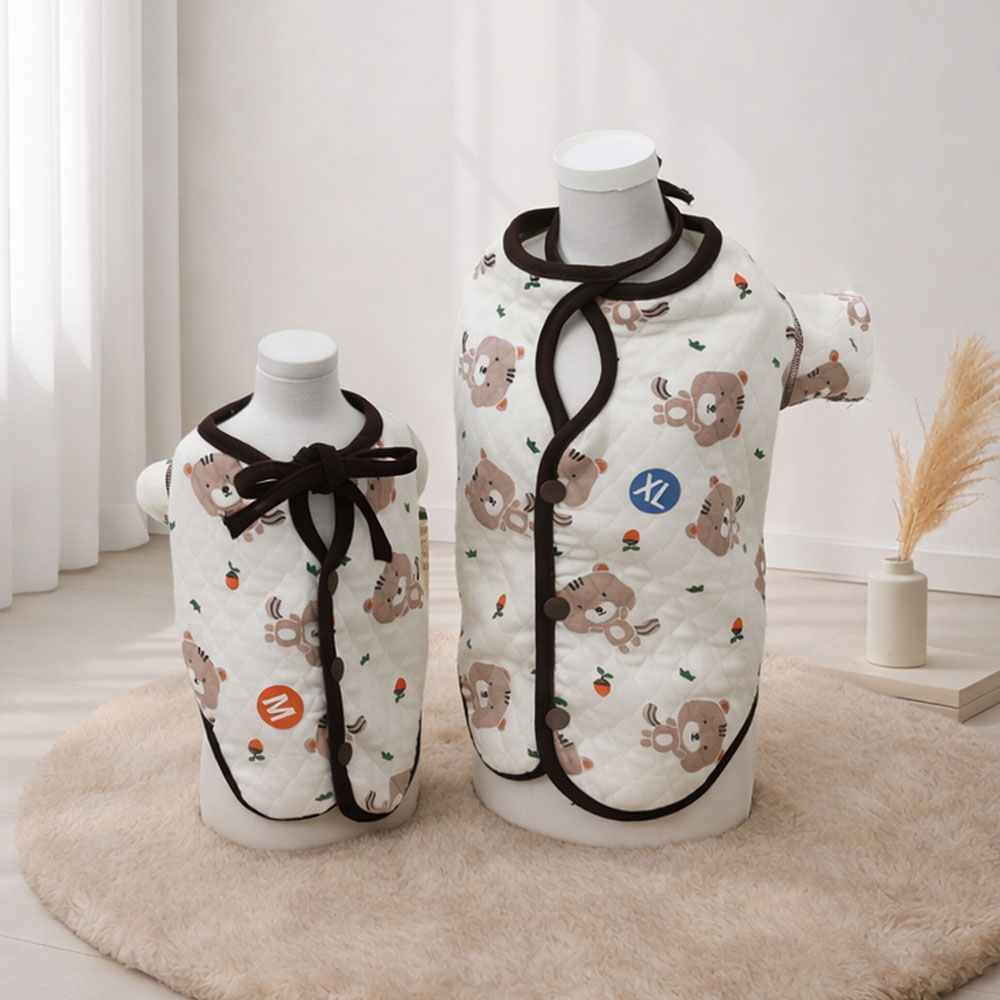 강아지옷 오가닉 반팔 순면 가디건 꿀잠 내복 실내복 애견 잠옷 미니비스켓 XS