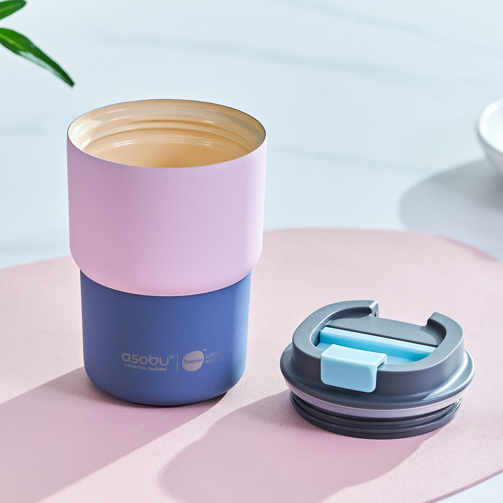 캐나다 아소부 세라믹코팅 스텐 보온보냉 퓨라믹 텀블러 커피익스프레스 360ml