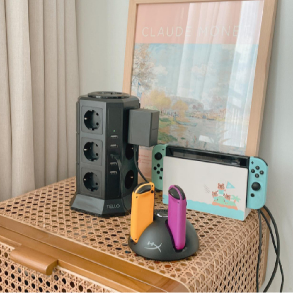 텔로 타워형 멀티탭 12구 (콘센트8구+usb포트4구 ) 캠핑 큐브 디자인 멀티콘센트