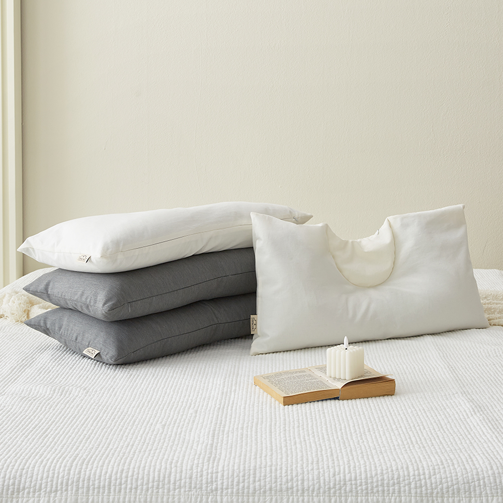 집앤콕 베개 일자목 거북목 목디스크 옆으로도 편한 경추베개 그레이, 30x60