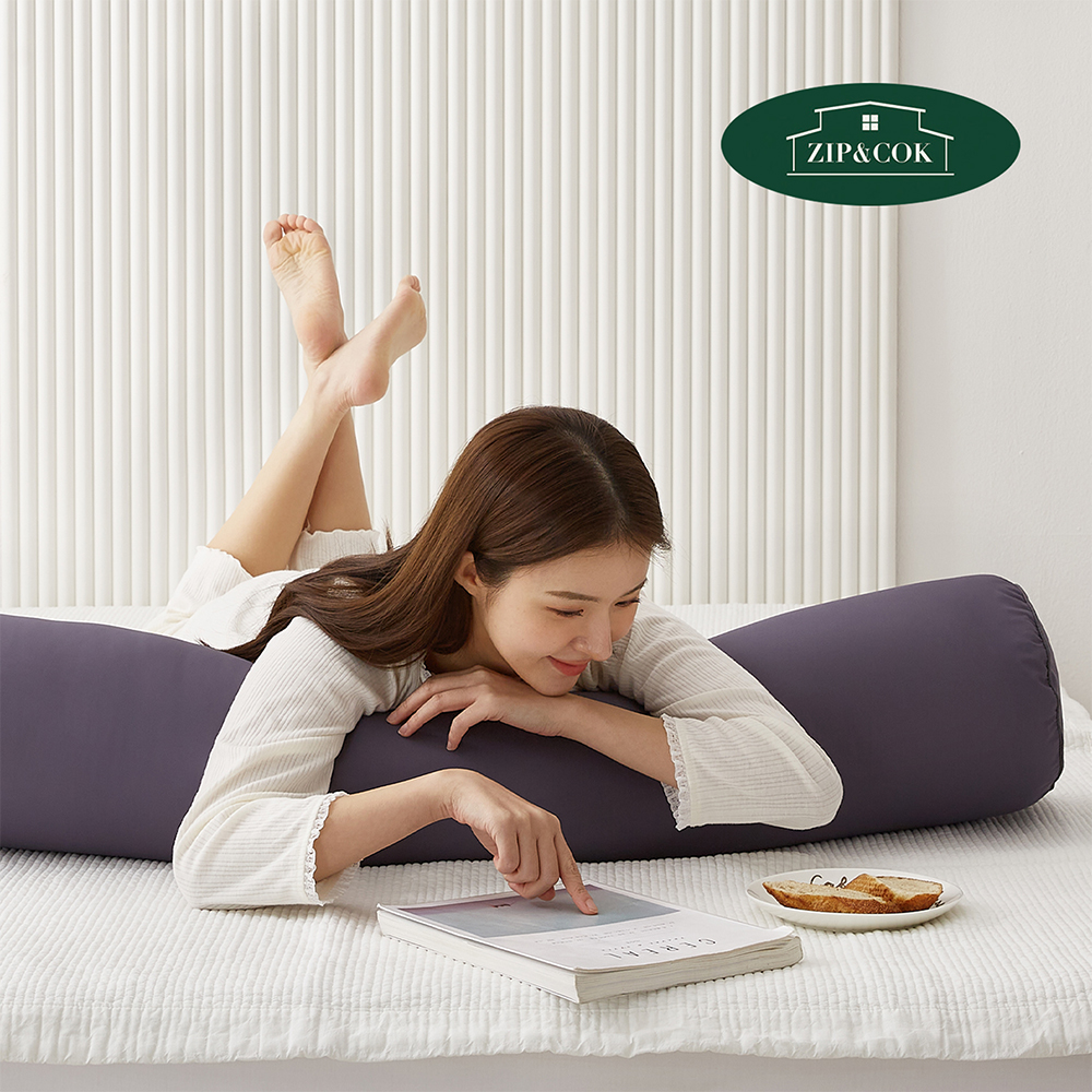 집앤콕 바디필로우 알러지 케어 원형 대형 롱쿠션 안고자는 긴베개 102x20 솜포함