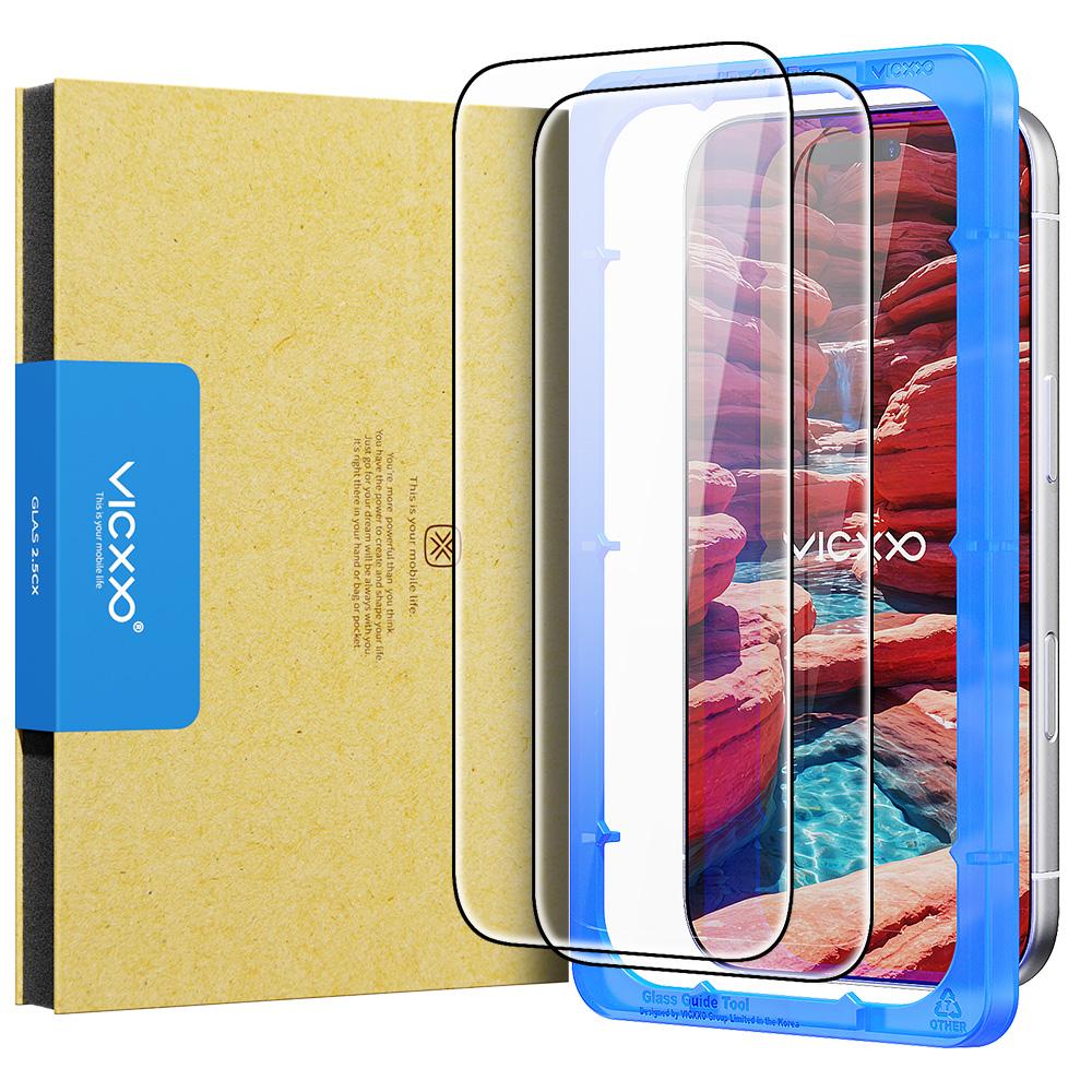 빅쏘 2.5CX 지문인식 강화유리 액정보호필름 아이폰17 프로 맥스, 2매입