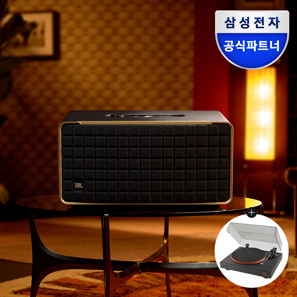 삼성전자 JBL AUTHENTICS500 어센틱 인테리어 블루투스 스피커 본품+턴테이블 패키지(블랙오렌지)