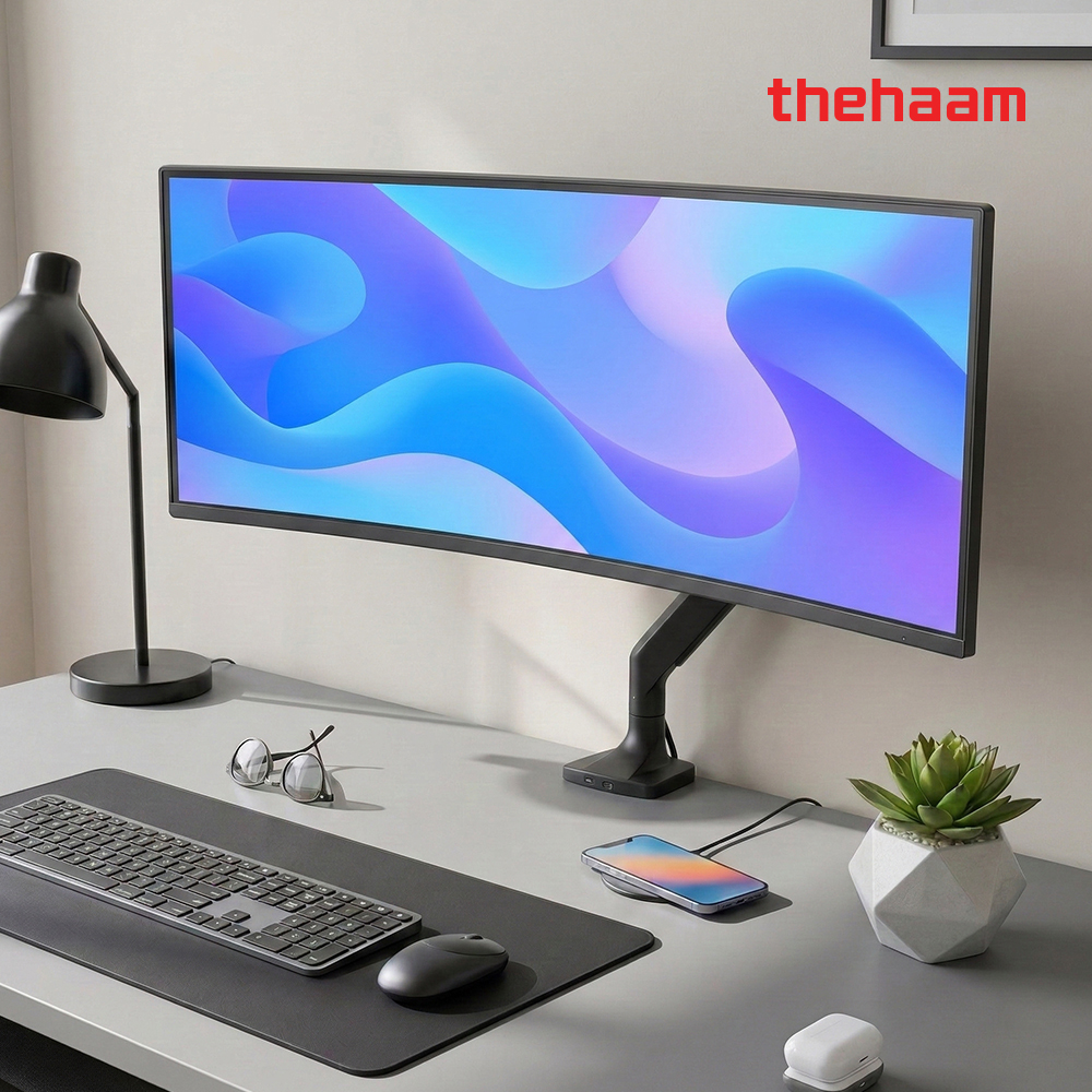 더함 모니터암 고중량 헤비 싱글 모니터 거치대 81.3cm(32인치) 114cm(45인치)