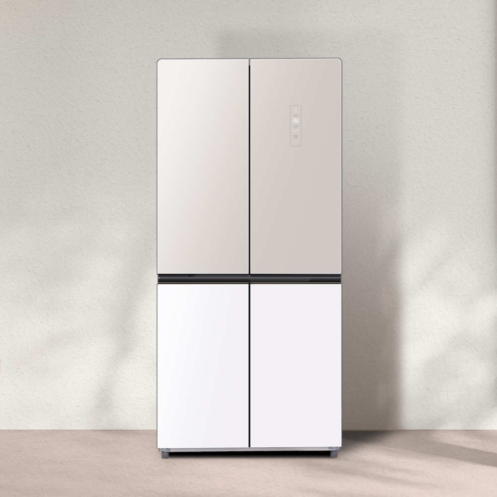 하이얼 글램글라스 4도어 양문형 냉장고 HRS445MNEW 433L 베이지