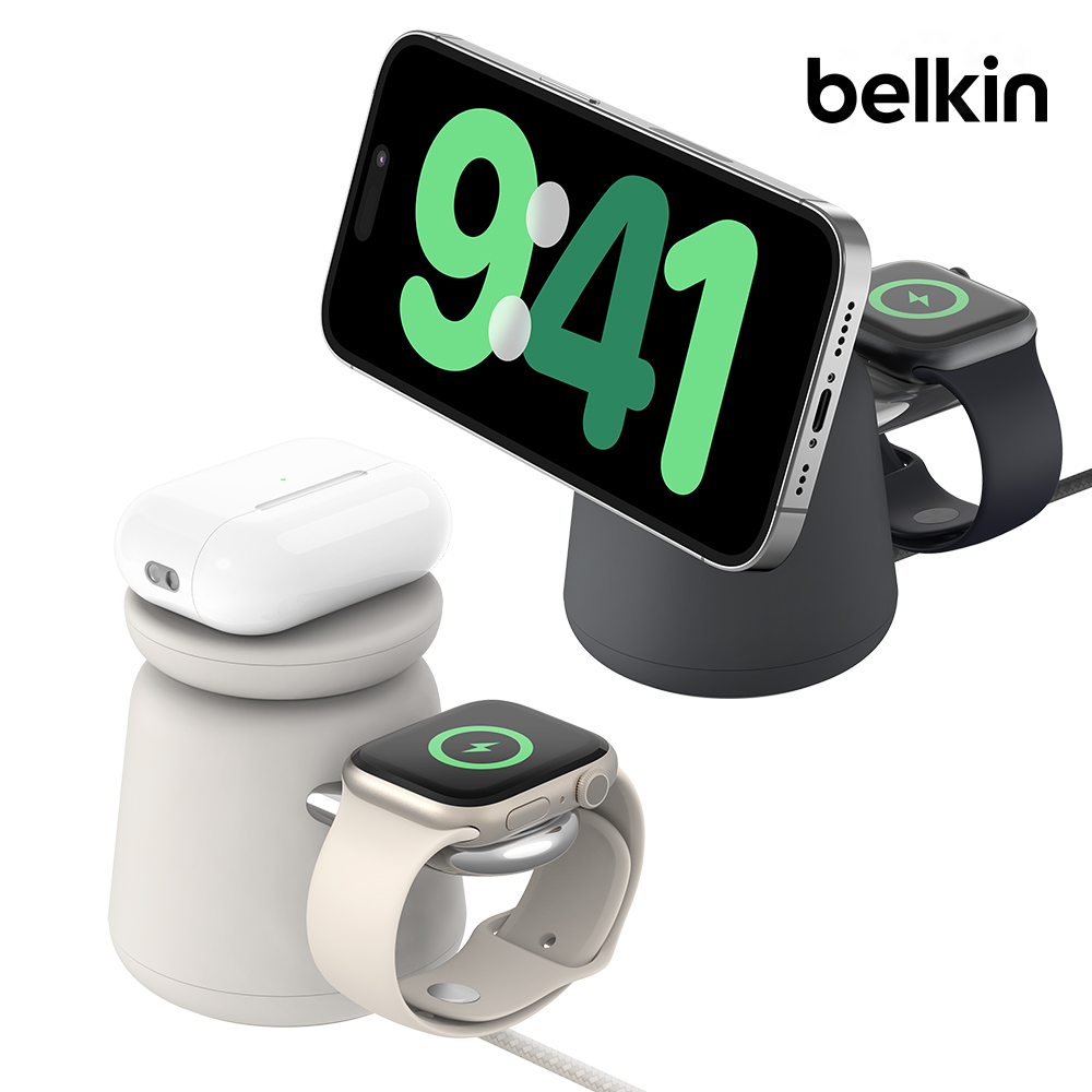 벨킨 2in1 맥세이프 충전기 15W 각도조절 무선 충전 스탠드 WIZ020bt 아이폰17 16 15 14 13 12 호환