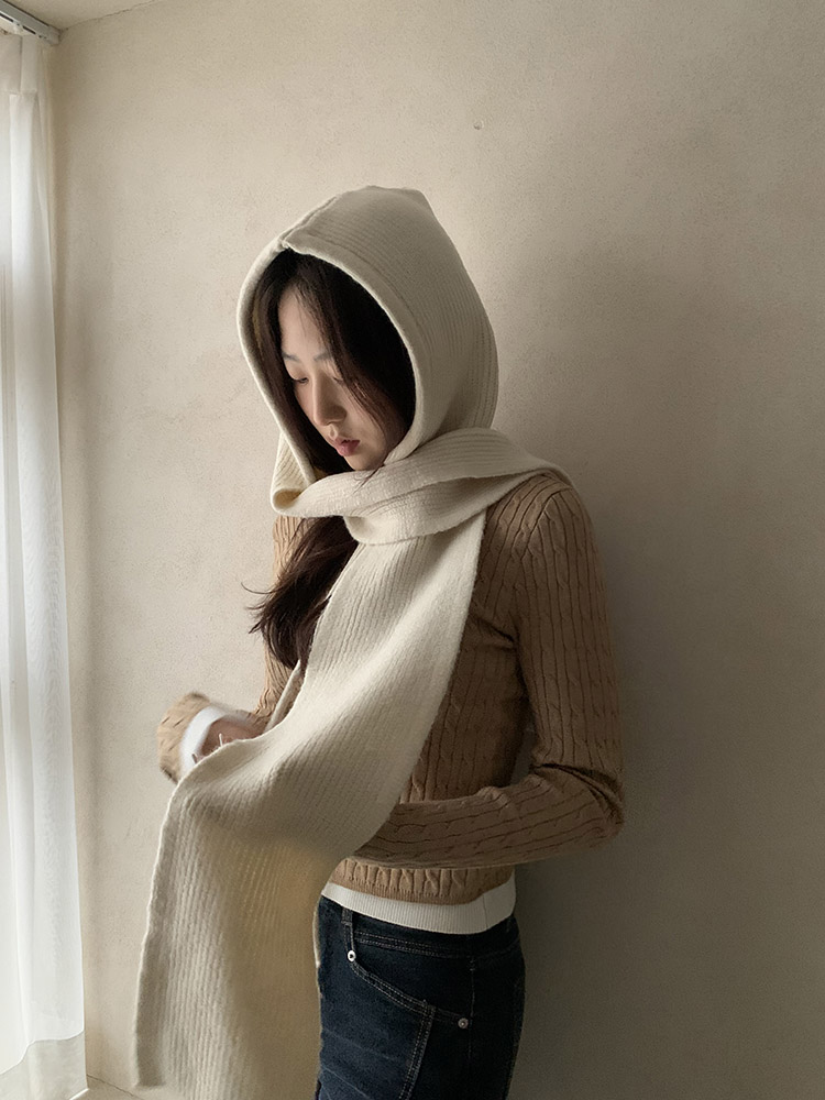 [무배] 셀프러브 2-way 바라클라바 머플러 - 여성 넥워머 후드모자 후드숄 뜨개목도리