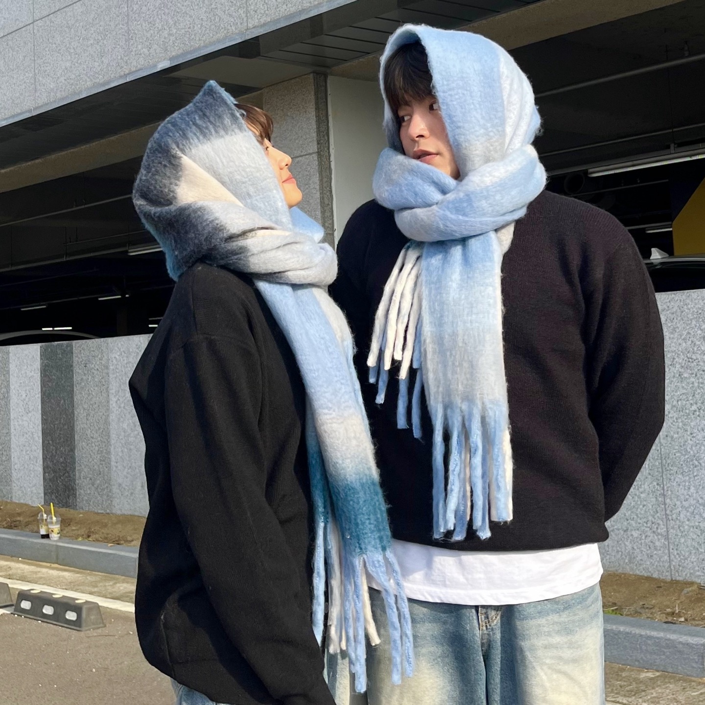 커플머플러 체크목도리 빅머플러 두꺼운목도리 목돌이