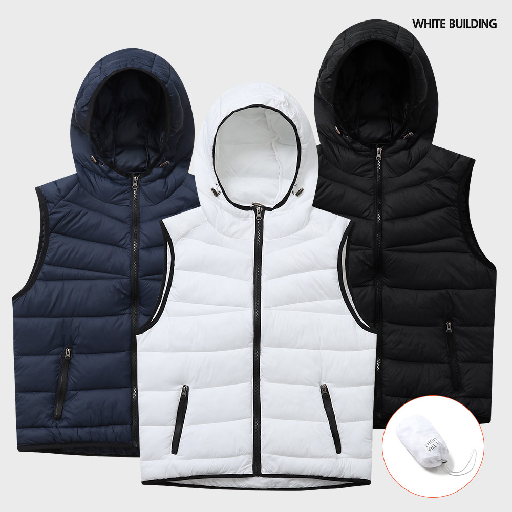 경량패딩 조끼 다운베스트 패딩 점퍼 겨울 방한 깔깔이 후드 남자 집업
