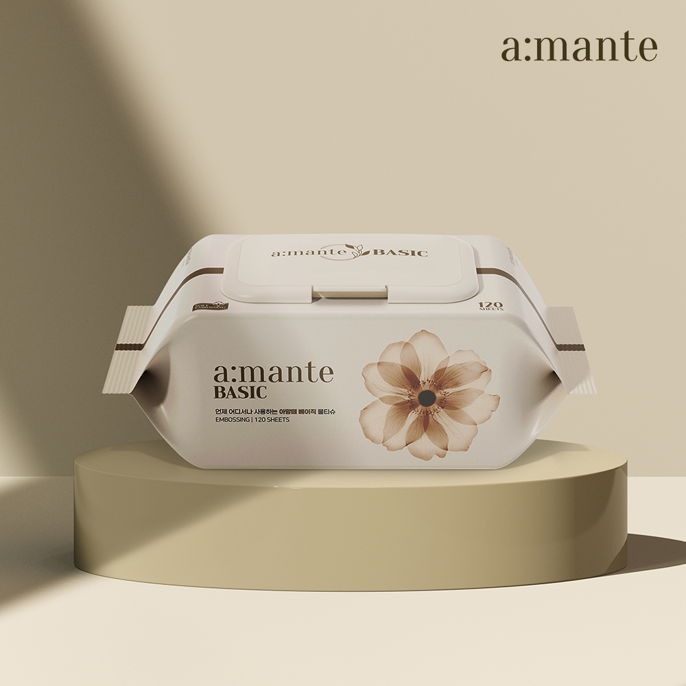 아망떼 물티슈 베이직 대용량 아기물티슈 엠보싱 캡형 120매, 10개
