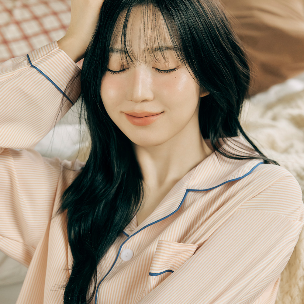 [도씨x해원 PICK][2PACK] 실크핏 클린 긴팔 카라 커플 잠옷 세트 홈웨어