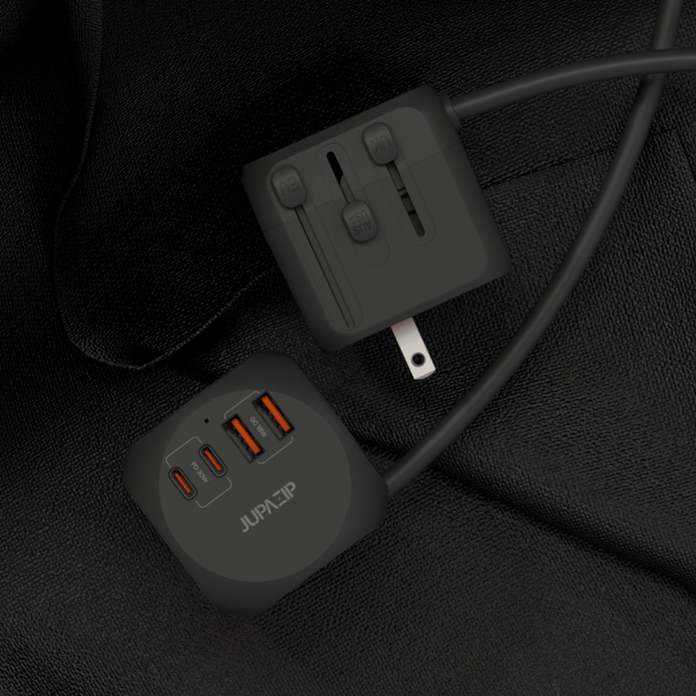 주파집 여행용 멀티탭 어댑터 AD500S 컴팩트 1.8m, 블랙, 1개