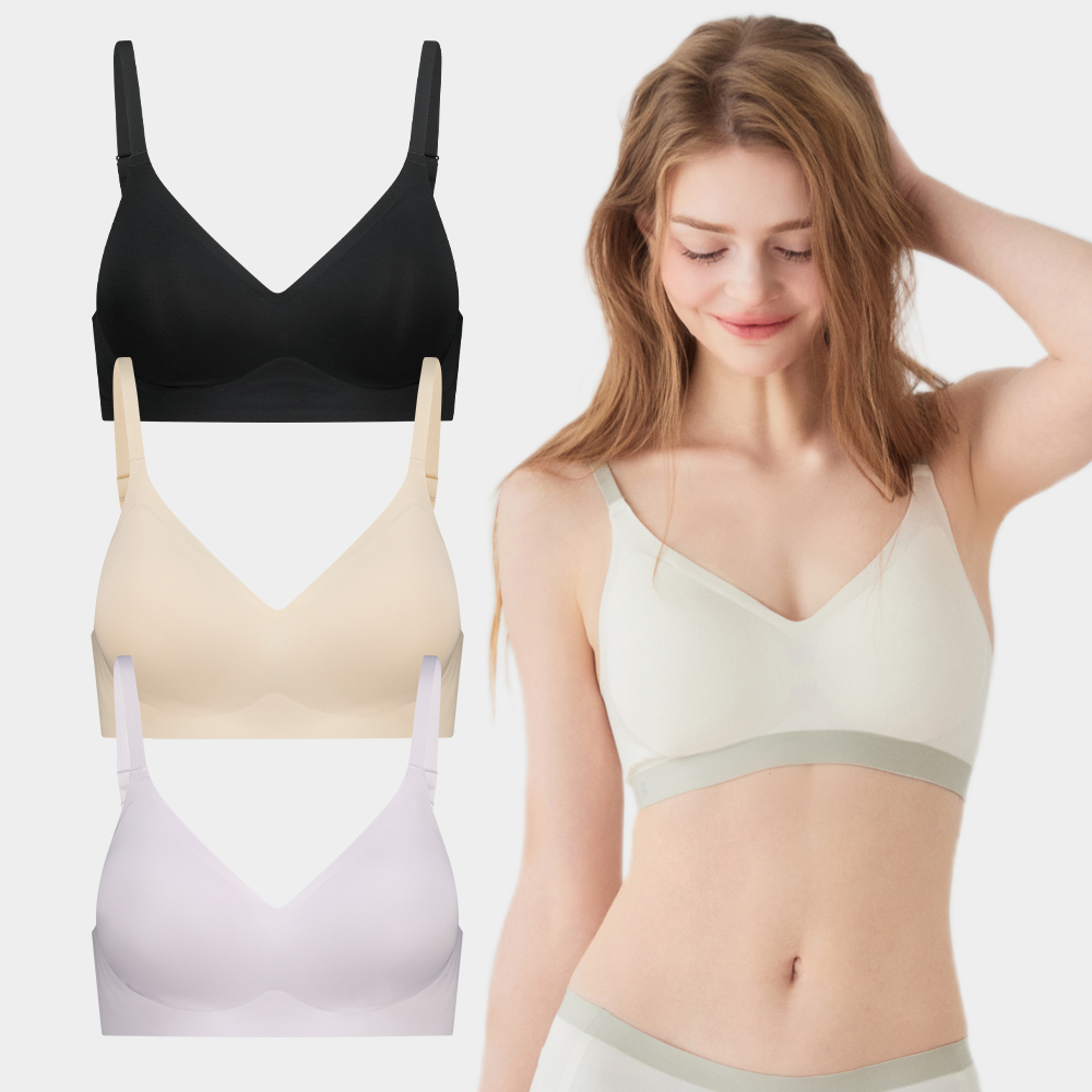 편하게 입기 좋은 실루엣 볼륨업 심리스 브라, 두 개 세트로 만나보세요!