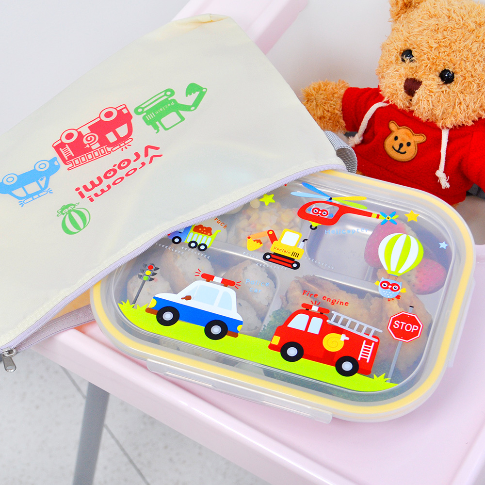 키친유 부릉부릉 어린이집 유아 스텐식판 4찬 도시락가방 세트 유아도시락 유치원 준비물