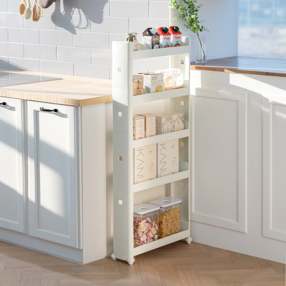 좁은 공간도 걱정 없이! 슬림한 틈새선반과 이동식 트롤리 추천