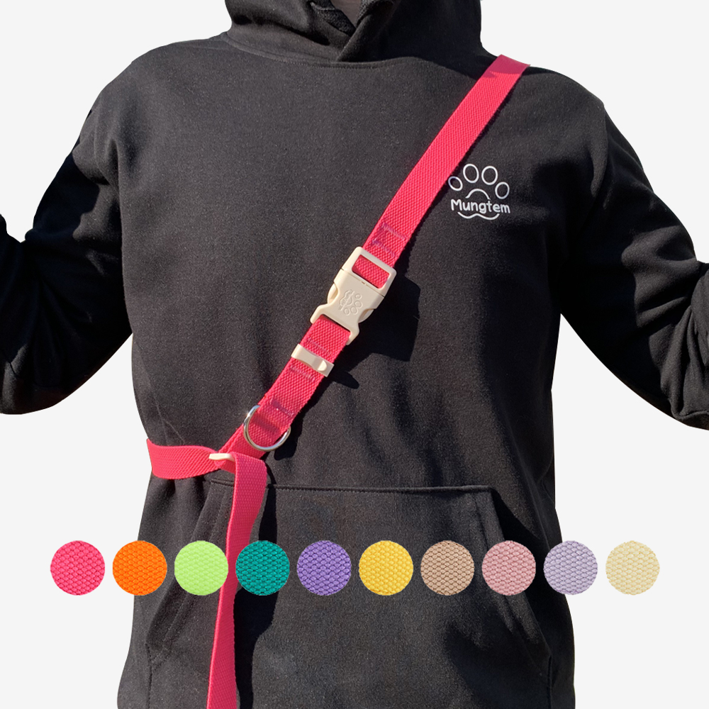 편하게 산책하는 강아지 리드줄, 허리와 어깨에 딱 맞는 2.5미터 팔레트형 산책줄