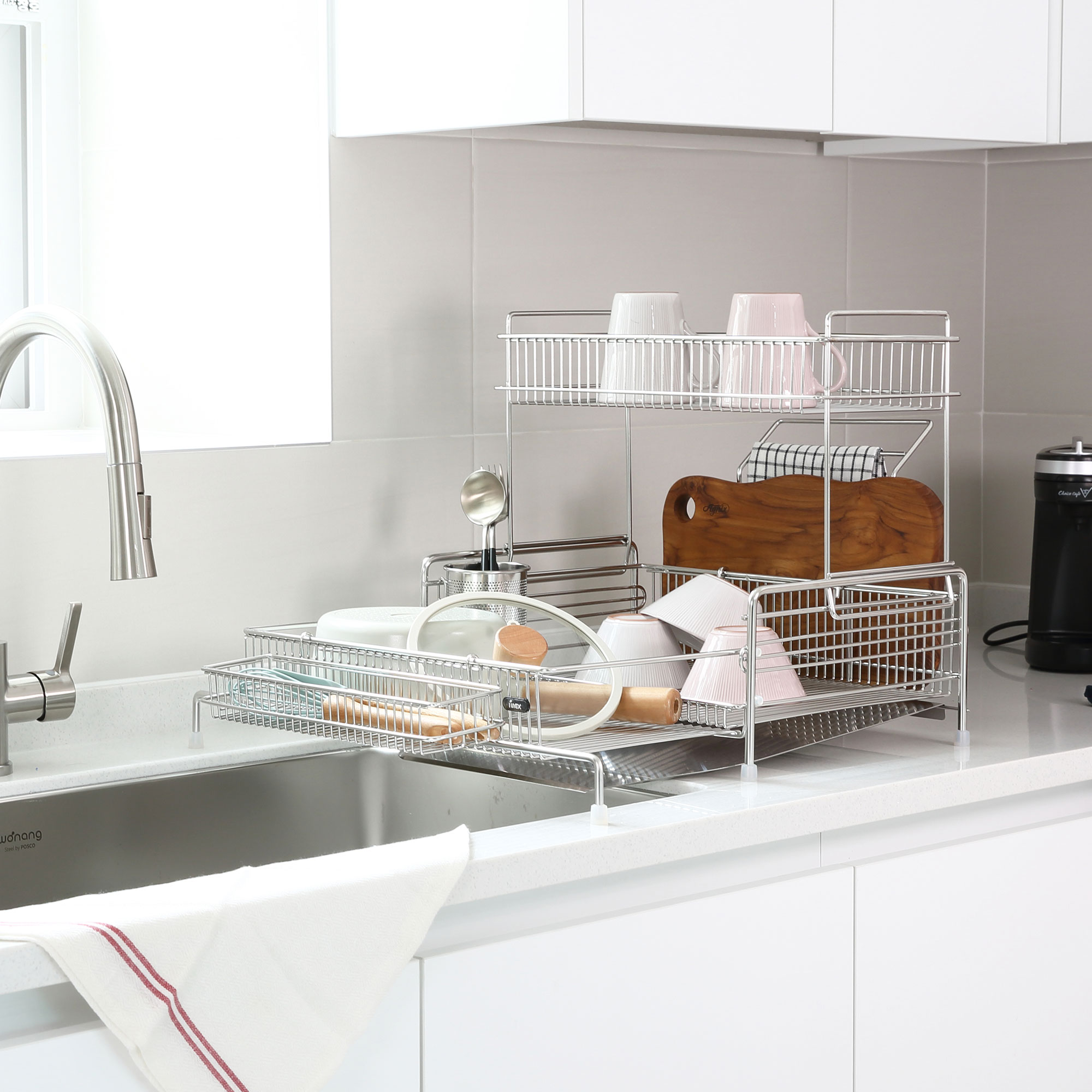 주방 정리의 필수템! 깔끔하게 물빠짐 되는 2단 식기건조대 추천