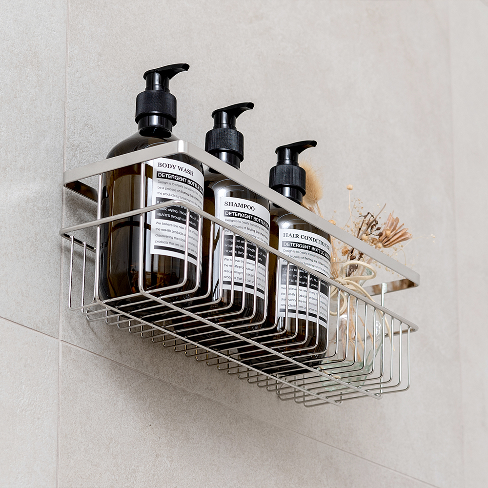 쉽고 깔끔하게 욕실 정리하는 방법, 강력한 접착식 선반 추천!