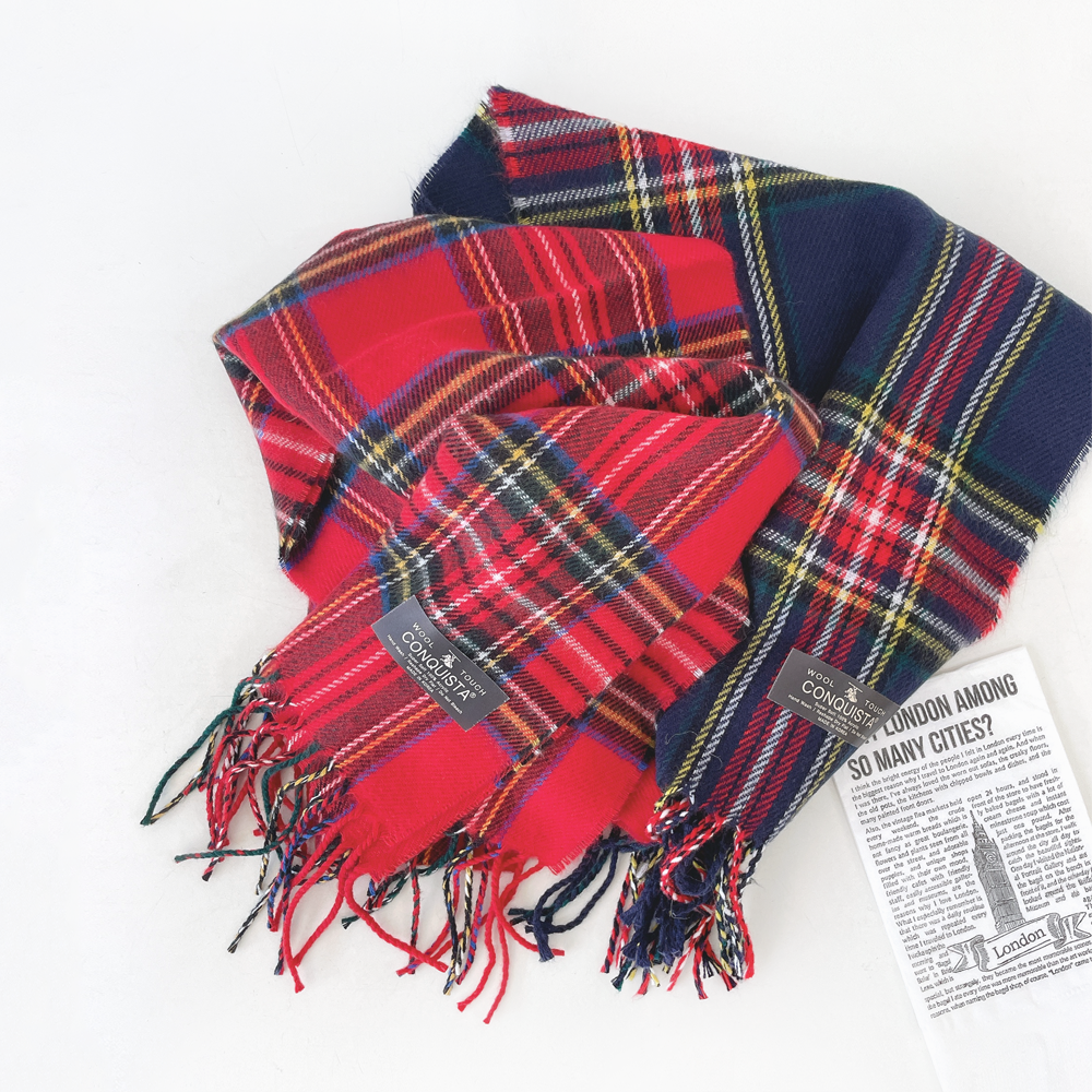 타탄 체크 크리스마스 남녀공용 겨울 니트 머플러 목도리