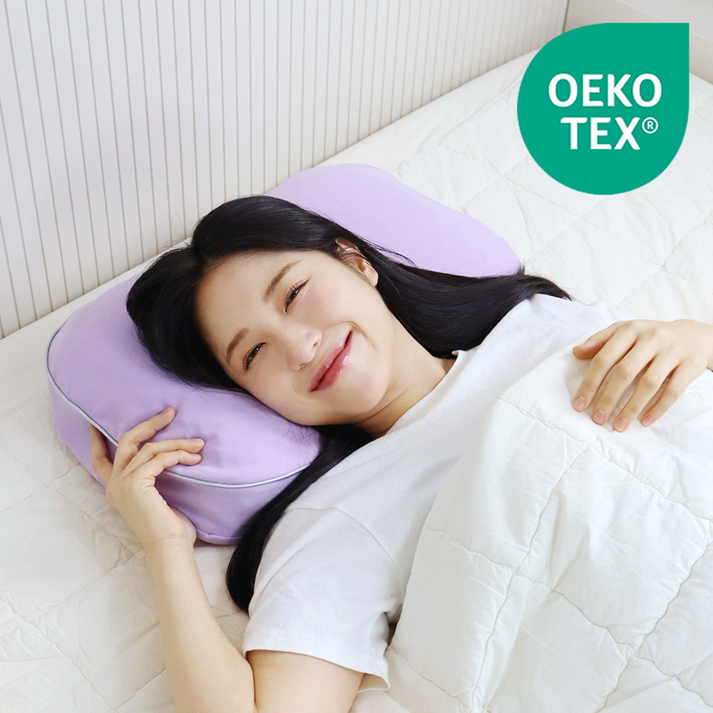 바디씨 에그젤 경추베개 거북목 일자목 옆잠 숙면 TPE 엘라머 베개 퍼플