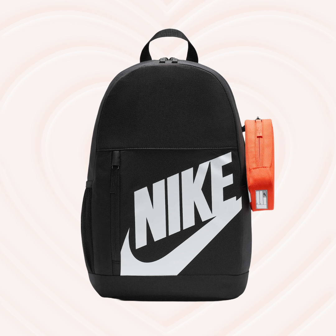 [국내매장판] 나이키 키즈 백팩 가벼운 책가방 초등학생 어린이 학원 보조 소풍 가방 엘리멘탈(블랙-오랜지필통)