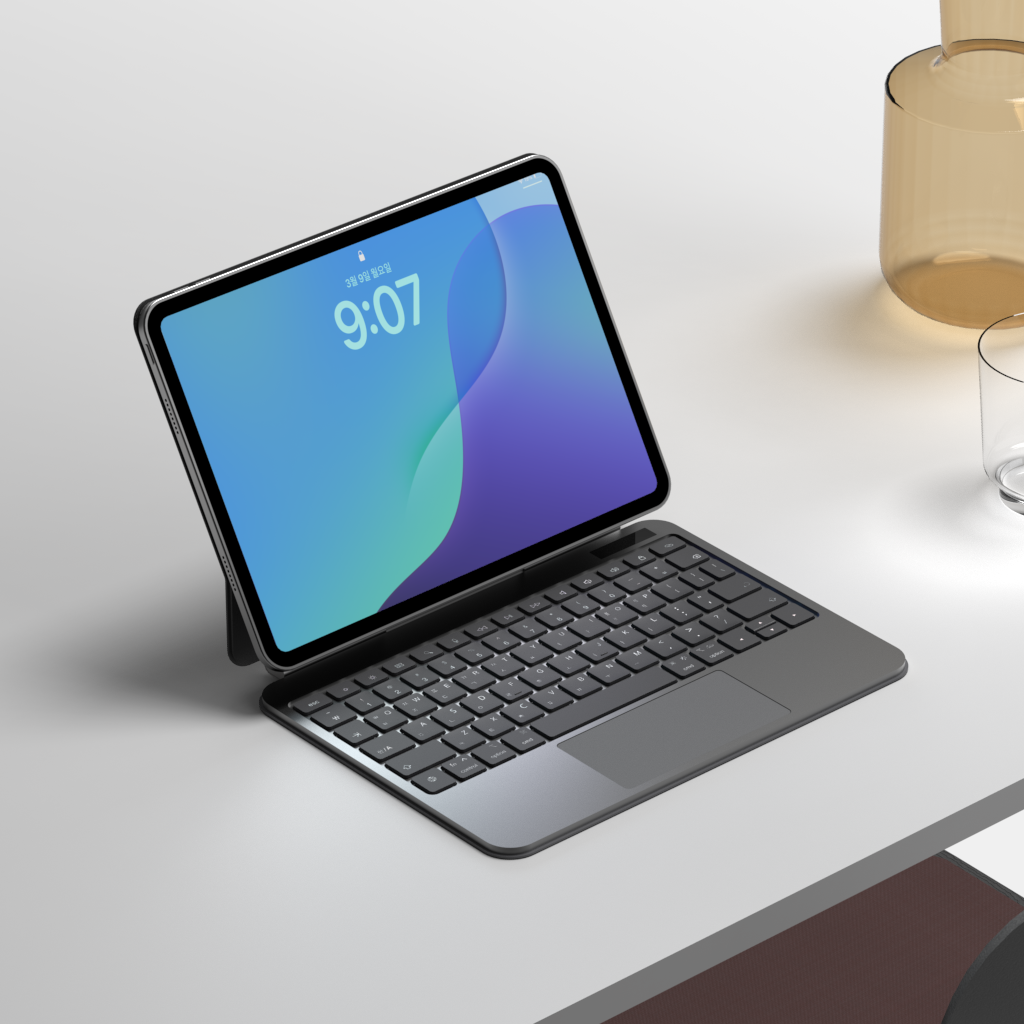 링크로 아이패드 키보드 케이스 매직키보드 구조독 호환 한국어 블랙, 아이패드 프로 32.7cm(12.9인치) 4세대