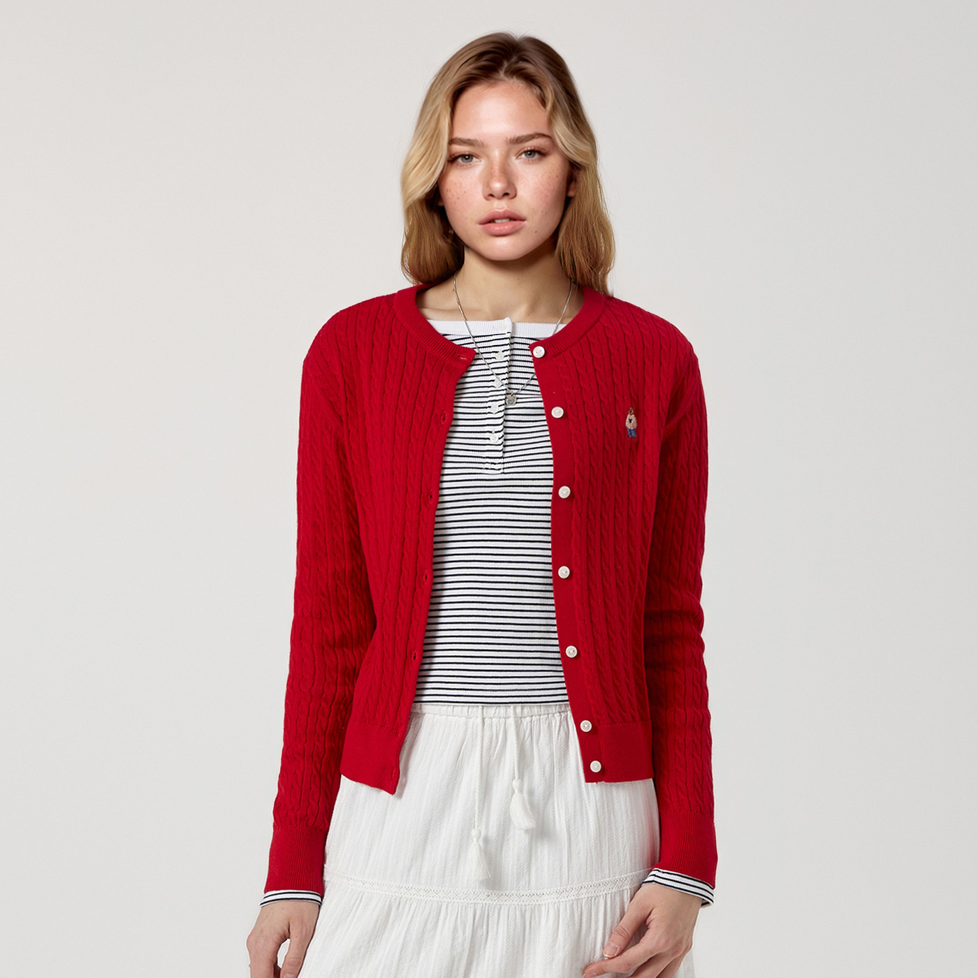 [후아유] 스티브 하이게이지 코튼 케이블 가디건(여성) / WHCKG2325F