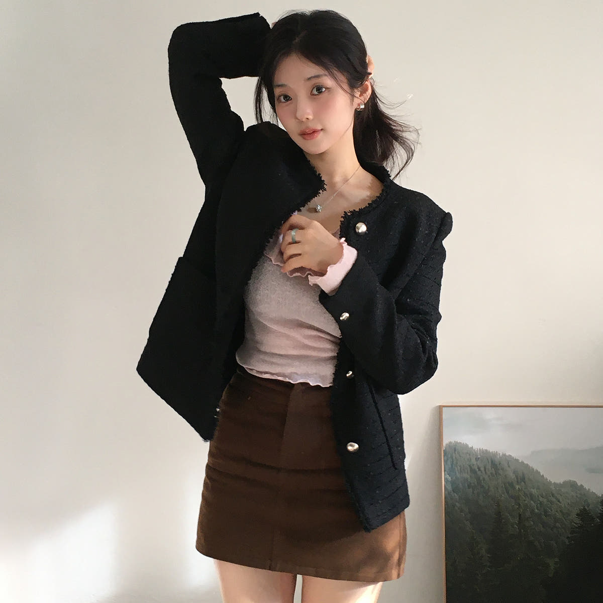 [온라인 단독] 로엠 미디 트위드 자켓 RMJKG12S11 [블랙 재입고, 3월 20일 순차배송]